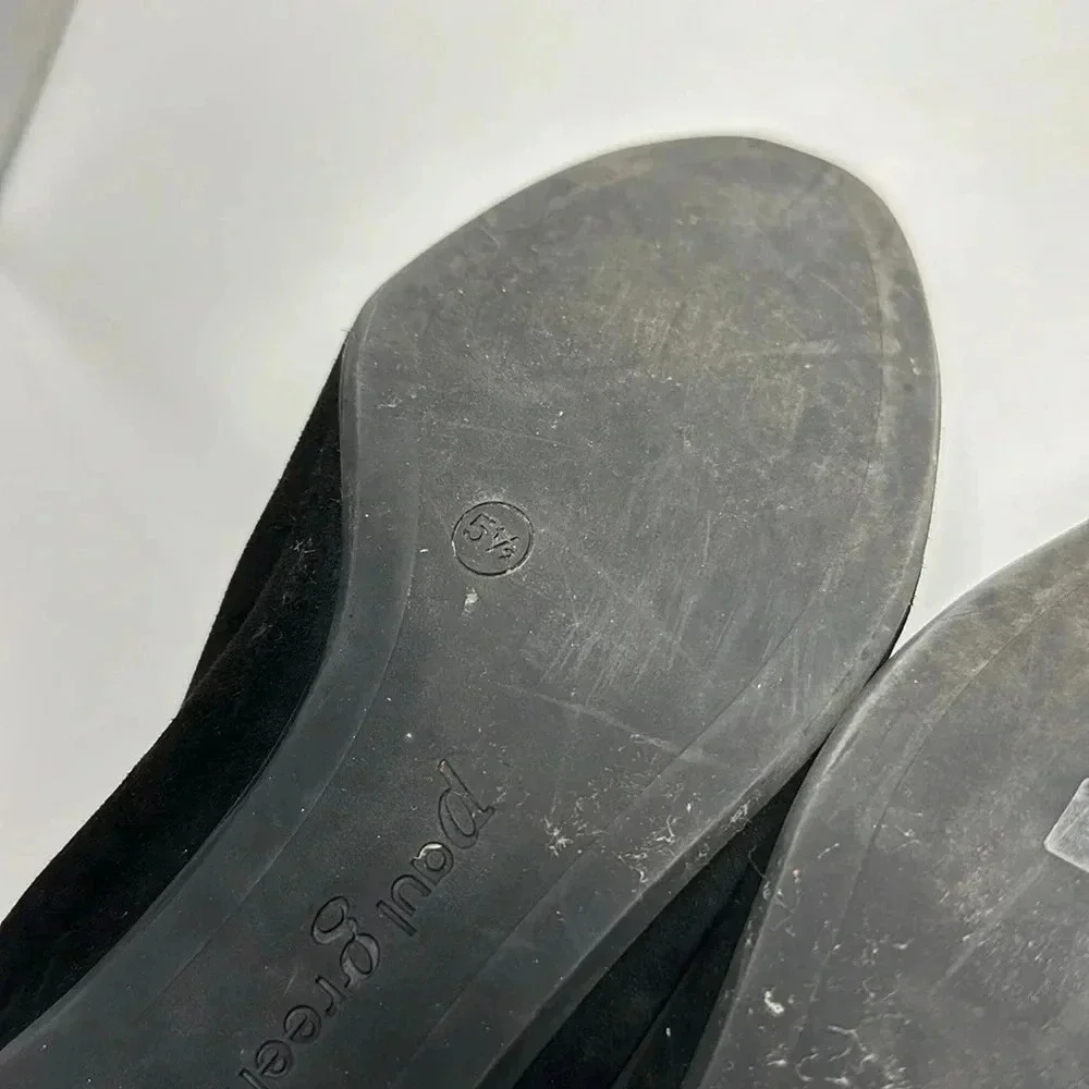 Paul Green Suede Scrunch Ballet Flats Slip On Designer Shoes Black UK 5.5 / US 8